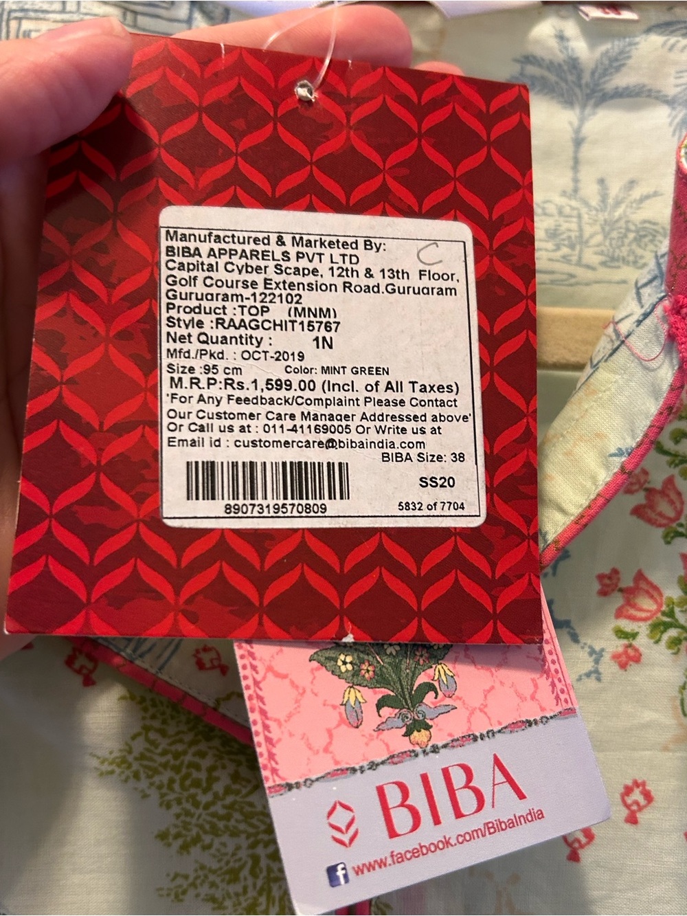 Biba Pink and Cream Printed Kurta NWT - Picture 4 of 8